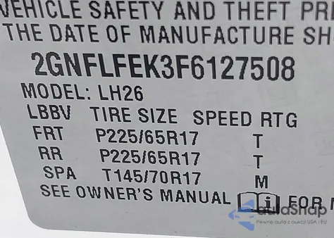 2015 Chevrolet Equinox 1Lt из США, поврежденный, VIN 2GNFLFEK3F6127508